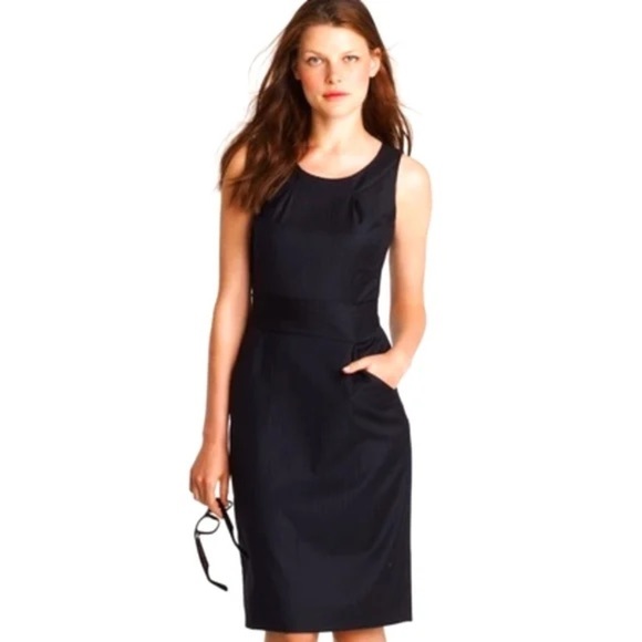 J. Crew Wool Blend Sleeveless Sheath Black Career Dress Size 6 - Picture 1 of 11